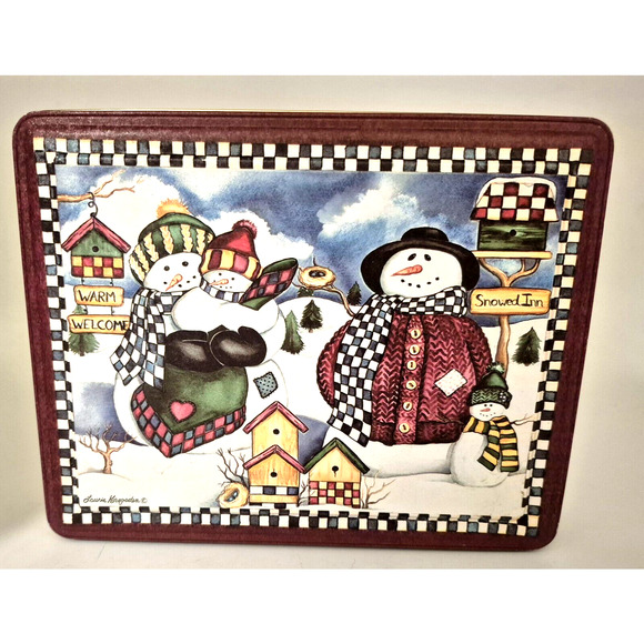 Laurie Korsgaden Snowman Family Tin Keller Charles of Philadelphia 7.5x5.5x1" - Picture 1 of 8